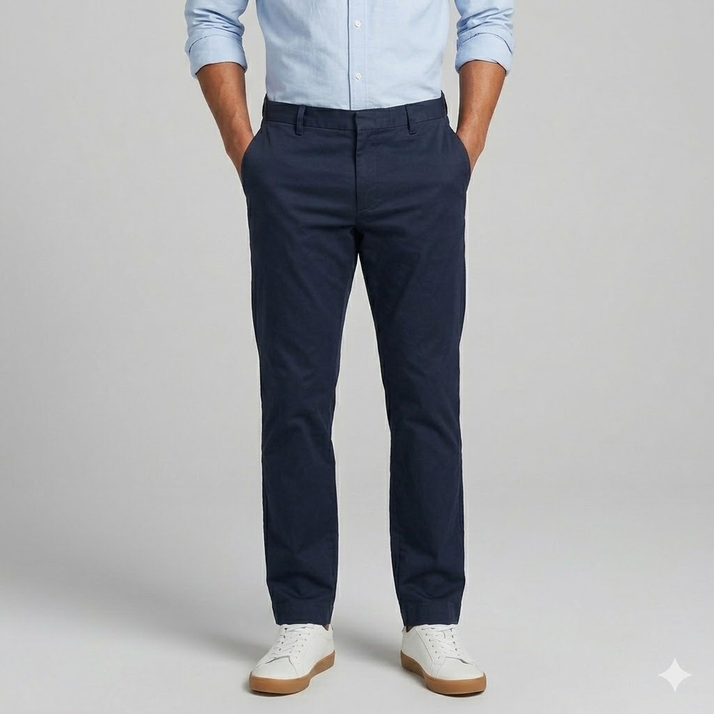Calvin Klein Chino‎ Pants Stretch Cotton Straight Fit Casual Trousers 40x32 Navy